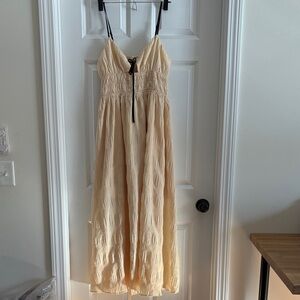 NWT Elegant Cream Maxi Dress with Straps